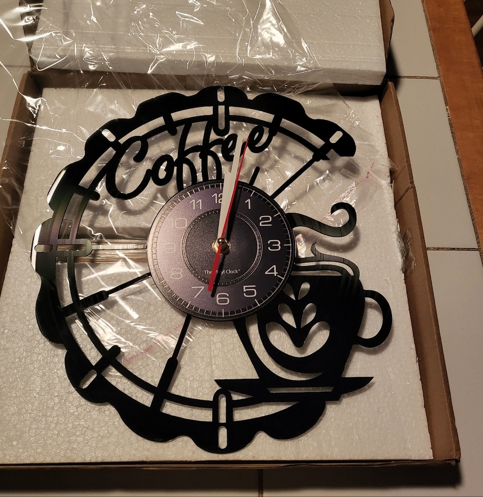 Black Coffee Wall Clock New in original packaging